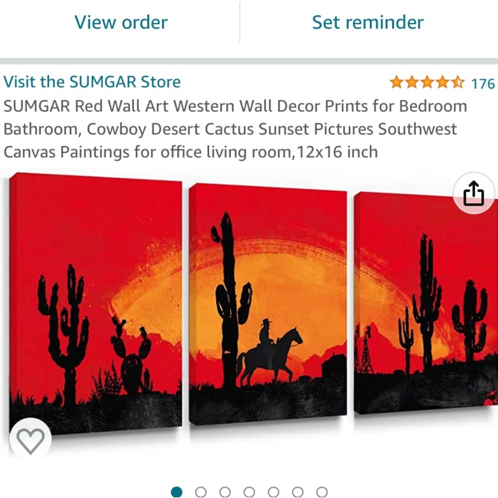 Three panels cowboy sunset wall hangings, brand new